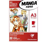 BLOCCO CARTA PER ILLUSTRAZIONE MANGA A3 " ILLUSTRATIONS " 50 FG - 100 GR