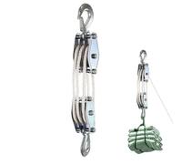 Block and Tackle, Système De Poulie De Levage avec Crochet, Palan À Poulie De Bloc De Roue, Bloc Et Matériel, Poulie Robuste À Résistance À La Rupture De 2 200 LB, Corde Nylon 15m