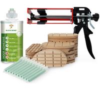 BLOCK BOND Kit de démarrage - Nouvelle formule Colle uréthane avec talonettes de bois & pistolet