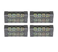 Block de Jonction Électrique 4 Positions, Bornier à Vis Double Rangée, 35A 600V, Borne à Vis avec Cache Transparent - Haute Capacité, Protection Anti - poussière, Usage Industrie (4 postes (3504))