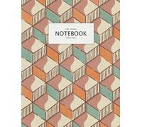 Block Notebook - Geometric Print design - Plaster Eucalyptus Coral - Paperback notebook - A4 - Lined Ruled 8mm - 8.5 x 11 inches: Small print A4 ... Pages, Matt Finish with bright clear colors