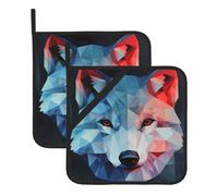 Block Wolf Prints Lot de 2 maniques carrées résistantes à la chaleur 20,3 x 20,3 cm Tissus de qualité, anti-brûlure et faciles à nettoyer
