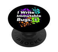 Blockchain Developer Funny I Write Immutable Bugs PopSockets PopGrip Adhésif