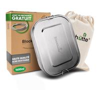 Blockhütte Boite a Gouter en Inox avec 3 Compartiments I 1400ml I Lunch Box Inox, Bento Lunch Box Enfant et Adulte Hermétique I Boite à Gouter avec 2 cloisons I Lunchbox pour l'école ou travail