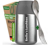 Blockhütte Boite Repas Isotherme Personnalisé en Acier Inox I 730ml I Thermos Alimentaire, Étanche - Lunch Box Isotherme pour le travail ou l'école, Boite Thermos pour Repas Chaud jusqu'à 14h
