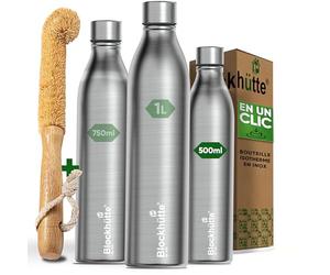 Blockhütte Bouteille isotherme cafe Inox 500ml, Goupillon Bouteille d eau, 26h Eau Froide, sans BPA, Randonnée, Camping, Papa, femme, Thermos Café - Gourde Isotherme reutilisable
