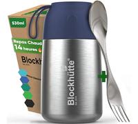 Blockhütte Gamelle isotherme Pour Repas Chaud 530ml en Acier Inox - Thermos Bebe Repas Hermétique - Boite Alimentaire Isotherme Chaud jusqu'à 14h - Lunch Box pour Nourriture et Soupe - bleu