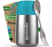 Blockhütte Gamelle isotherme Pour Repas Chaud 530ml en Acier Inox - Thermos Bebe Repas Hermétique - Boite Alimentaire Isotherme Chaud jusqu'à 14h - Lunch Box pour Nourriture et Soupe - turquoise