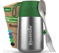 Blockhütte Gamelle isotherme Pour Repas Chaud 530ml en Acier Inox - Thermos Bebe Repas Hermétique - Boite Alimentaire Isotherme Chaud jusqu'à 14h - Lunch Box pour Nourriture et Soupe - vert foncé
