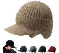 Blocking Knitted Hats 2-in-1,2026 New Blocking Knitted Hats with Brim and Ear Flaps,Mens Cozy Head Beanie,Winter Outdoor Warm Fleece Lined Knit Hat Stocking Caps for Skiing Cycling Outdoor-E