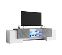 BLOCKTOY Armoire TV Blanche et Grise Simple de 180 * 40 * 46,5 cm avec LED Bluetooth, Meuble TV Bas adapté pour Les Salons avec des téléviseurs de 60/65/70 Pouces.