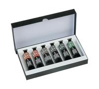 Honsell 40645 Blockx Lot de 6 flacons de peinture à l'huile Couleurs terre 20 ml Couleurs brillantes avec concentration élevée en pigments, 100% résistante à la lumière, multicolore