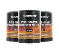 BLOCMEN Derma Stick de poudre derma 60g - rasage à sec doux sans irritations - stick avant-rasage sans parfum ni colorant pour peaux sensibles (60 g (Lot de 3))