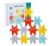 Blocs à empiler animaux Montessori pour enfants, jouets d'équilibrage lapin Jenga, Puzzle éducatif en bois, calcul numérique