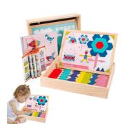 Blocs à motif en bois - Jouet éducatif magnétique en bois avec 210 pièces pour les activités éducatives - Planche puzzle comme jouet éducatif pour les mathématiques précoces - Créatif pour les enfants