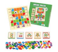 Blocs À Motifs en Bois - Ensemble De Puzzle De Forme 350 G | 40 Cartes Et Tableaux Ďe Conception | Jouet Classique pour, Activité d'apprentissage du Tangram pour Le Développement Pr