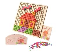 Blocs à motifs - Formes géométriques colorées avec 210 pièces et cartes éducatives - Jeux de puzzle en bois assortis - Pour et filles, anniversaire, vacances, jeux de fête à la maison