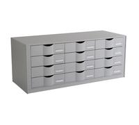 Blocs à tiroirs Pour le classement A4 ou 24x32 cm,12 tiroirs, H.32,9 x P.34,2 x L.81,3,Gris