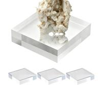 Blocs Acryliques - 4 Cubes De Présentation Polis Transparents, Supports De Vitrine En Acrylique De 7,6 X 7,6 X 2,5 Cm, Présentoirs De Bijoux Transparents Pour Bagues, Bracelets, Boucles D'oreilles, Pi