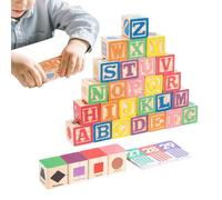 Blocs Alphabet - Jouets Puzzle d'apprentissage des Couleurs en Bois,Blocs Sensoriels Motricité Fine Maternelle - pour en Bas Âge Maternelle Maison Crèche Salle De Jeux Anniversaire