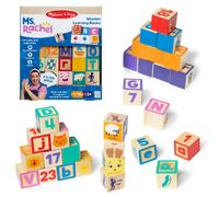 Blocs d'apprentissage en bois avec lettres, chiffres et jeux Melissa & Doug, avec cartes d'activit s pour filles et gar ons de 18 mois et plus -