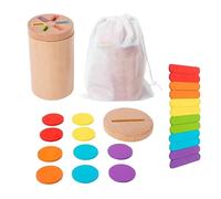 Blocs d'apprentissage pour tout-petits - Jouets sensoriels en bois colorés, ensemble de jeu de tri de formes avec sac en toile à cordon, activité de développement précoce avec renforcement de la motri