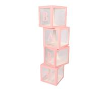 Blocs de Ballons, Assemblage Facile, Stockage à Long Terme, Boîte de Décoration de Lettres de Conception Transparente 4 Pièces pour Fête Prénatale (PINK)