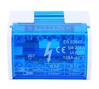 Blocs de Bornier, Boîte de Jonction à 2 Niveaux, Boîte de Distribution de Bornes 207, 125 A, 500 V, 2 Entrées, 12 Sorties, Boîtier de Bornes sur Rail Din avec Couvercle Transparent