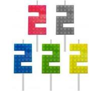 Blocs de bougies d'anniversaire, chiffre 2, hauteur 5,5 cm