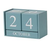 Blocs de calendrier en bois, 6,1 pouces de datte en bois Blocs de calendrier d'affichage, petit bureau perpétuel calendrier, ornement de bureau pour décor de bureau à domicile (bleu)