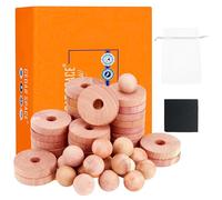 Blocs de cèdre pour le rangement des vêtements, 100 % boules de cèdre rouge aromatiques et anneaux de commode, désodorisant, éliminateur d'odeurs, 30 anneaux et 10 boules en bonus, 40 pièces au total