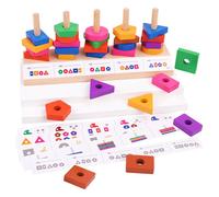 Blocs de construction assortis en forme de 5 colonnes, jouets pour enfants, Puzzle, développement de l'intelligence, couleur, Cognition, Montessori