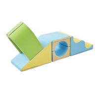 Blocs de construction bébé géant en mousse 6-en-1, jeu créatif, ramper à travers des arcs et glisser, matériau PU durable, Jaune | Aosom France