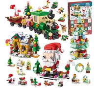 Blocs de construction Calendrier de l'Avent 2024 Kit Train de Noël Arbre Enfants Garçons Filles Age 3 4 5 6 7 8 9 10 11 12 Compte à rebours de Noël Jouet Blocs de construction Calendrier de l'Avent 24