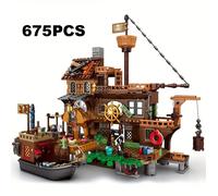 Blocs de construction Château de forteresse île Pirate 675pcs Kit Jeu Jouet Micro Bloc