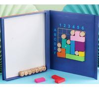 Blocs De Construction Créatifs Bleus Cadeau Éducatif Ornement De Maison En Bois, Jeux De Blocs Logiques, Forme De Pensée Logique Pour Enfants Correspondant Aux Jouets En Bois De La Maternelle