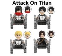 Blocs de construction d'attaque des titans, Eren Jaeger Levi Ackerman Mikasa Ackerman, Mini jouets figurines d'action, nouvelle collection WM2591