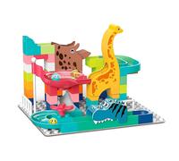 Blocs de construction de dinosaures avec toboggan à billes. 62 pièces.