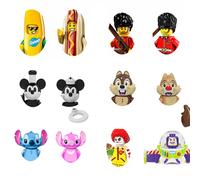 Blocs de construction de figurines de dessins animés Disney - Assortiment de mini briques de cosplay Hot Dog et Requin, jouets de collection DIY pour enfants pg1028