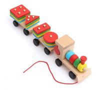 Blocs de construction de Train en bois pour enfants, blocs de construction de Train à empiler en bois solide, jouet pour tout-petits, cadeaux d'anniversaire pour enfants