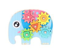 Blocs de Construction D'engrenages, Jouet éducatif pour Le des Formes, Puzzle Amusant pour Les Enfants de 4 à 6 Ans, Blocs en Bois Colorés, 10 Pièces (éléphant)