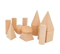 Blocs de Construction éducatifs en Bois de Formes Géométriques pour Enfants Apprenant des Formes 3D, Jouet Mathématique pour Améliorer la Concentration et la Pensée Logique, pour Les (12PCS)