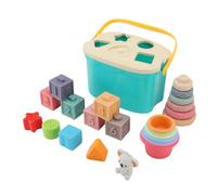 Blocs de Construction Empilables Souples de qualité Supérieure, Jouet de Jeu d'eau Léger avec Panier de Rangement, Idéal pour Développer la Conscience Tactile, 6 Blocs Souples