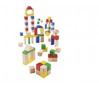 Blocs de construction en bois colorés et naturels - 75 pièces