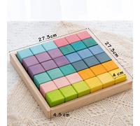 Blocs De Construction En Bois Colorés,Jouet Mosaïque Carré,Grands Blocs De Base,Arc-En-Ciel,Jeu D'empilage Éducatif Montessori Pour Bébé - Type Bzs00203 B