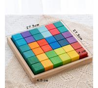 Blocs De Construction En Bois Colorés,Jouet Mosaïque Carré,Grands Blocs De Base,Arc-En-Ciel,Jeu D'empilage Éducatif Montessori Pour Bébé - Type Bzs00203 A