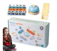 Blocs De Construction en Bois - Ensemble De Jouets d'apprentissage De L'alphabet | 20x11x4cm | Jeux De Mots D'orthographe Et De Vue en Anglais | Puzzle Éducatif Interactif pour Les