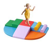 Blocs de Construction en Mousse pour Enfants,Grands modules en Mousse,Blocs d'escalade de bâtiment Doux,pour Les Enfants 1 à 3 Ans pour développer l'intelligence (Couverture en Cuir+Arc-en-Ciel 8pcs)