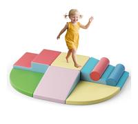 Blocs de Construction en Mousse pour Enfants,Grands modules en Mousse,Blocs d'escalade de bâtiment Doux,pour Les Enfants 1 à 3 Ans pour développer l'intelligence (Couverture en Cuir+Macaron 8pcs)