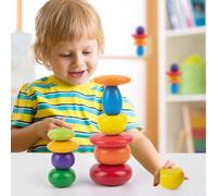 Blocs De Construction En Pierres Empilées Colorées, Jouets Éducatifs Précoces, Reconnaissance Des Couleurs, Blocs De Construction En Bois, Cadeaux Pour Enfants, Nouvelle Collection